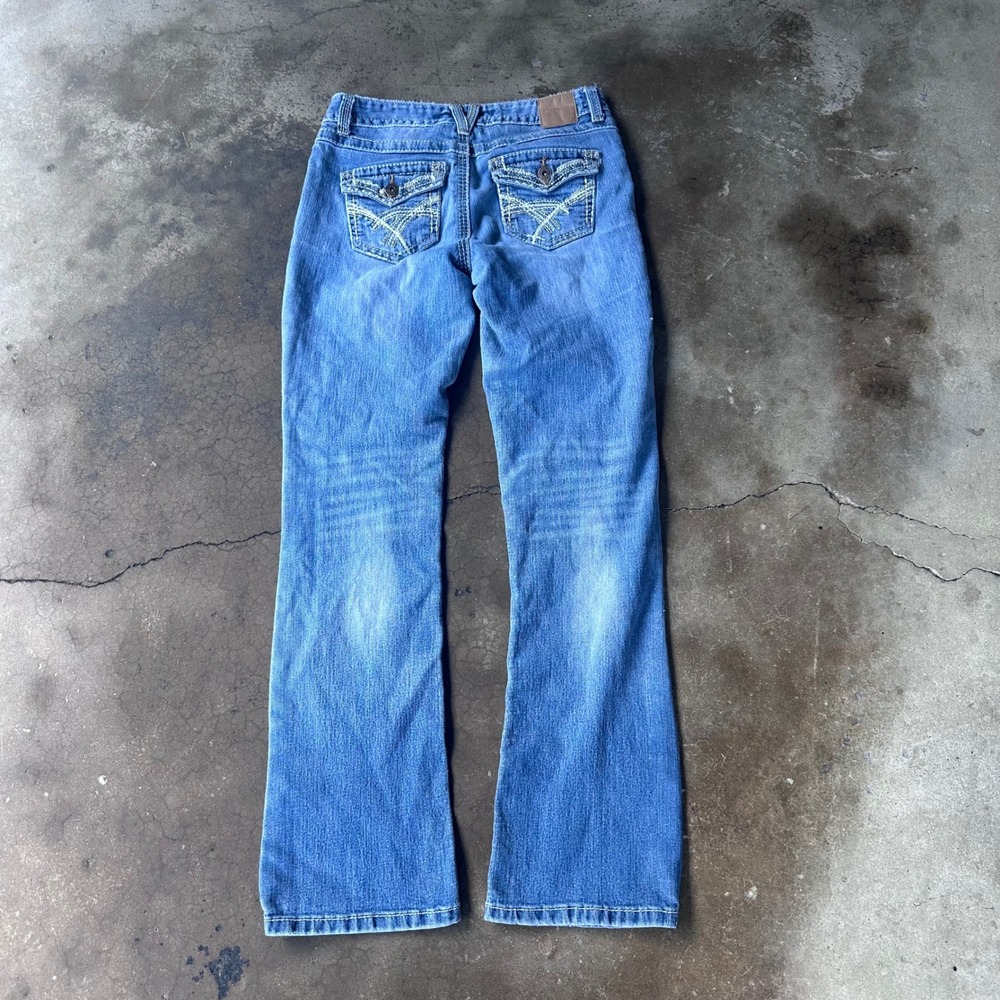 Red Camel Jeans Womens Size 7 Blue Excellent Bootcut Distressed Embroidered